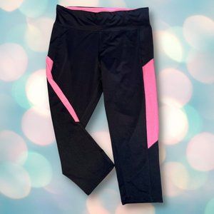 Game Time Women's Pink and Black Athletic Workout Capri Leggings Size S